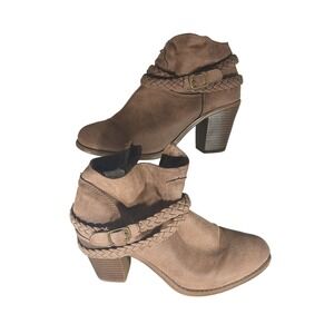 No Parking Enid Womens Brown Braided Ankle Boots Block Heel ZGD03 0517 Size 8